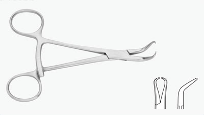 Stagbeetle Bone Reduction Forceps, Pointed Tips, Curved, 4 3/4" (12.0 Cm)